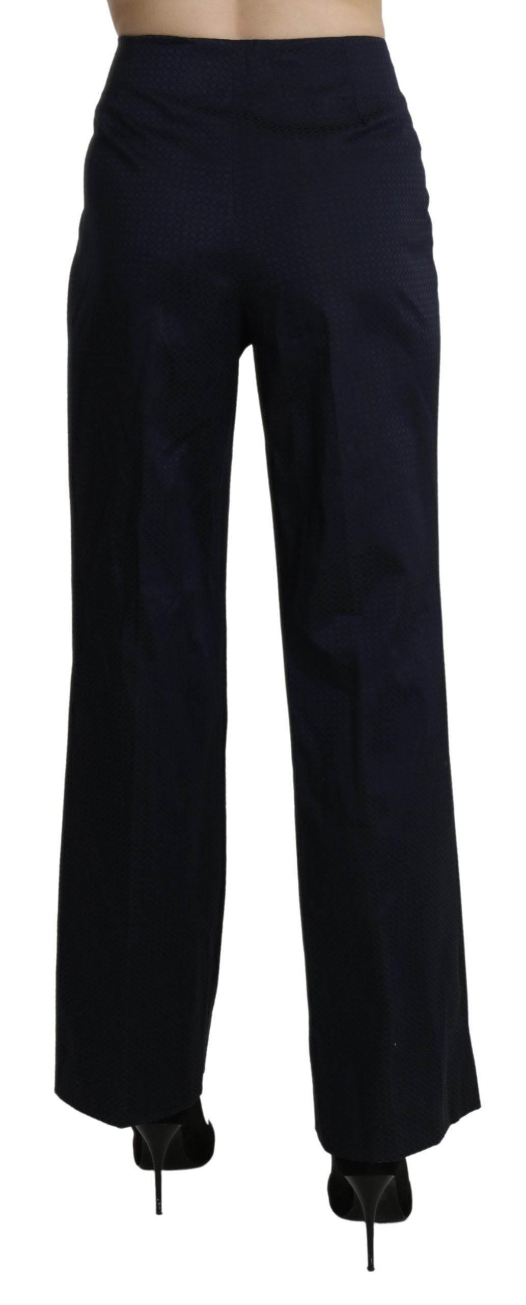BENCIVENGA Navy Blue High Waist Straight Dress Trouser Pants - Hilstor
