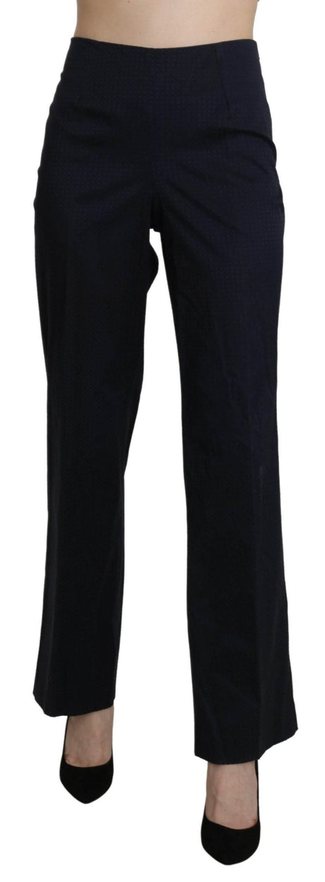 BENCIVENGA Navy Blue High Waist Straight Dress Trouser Pants - Hilstor