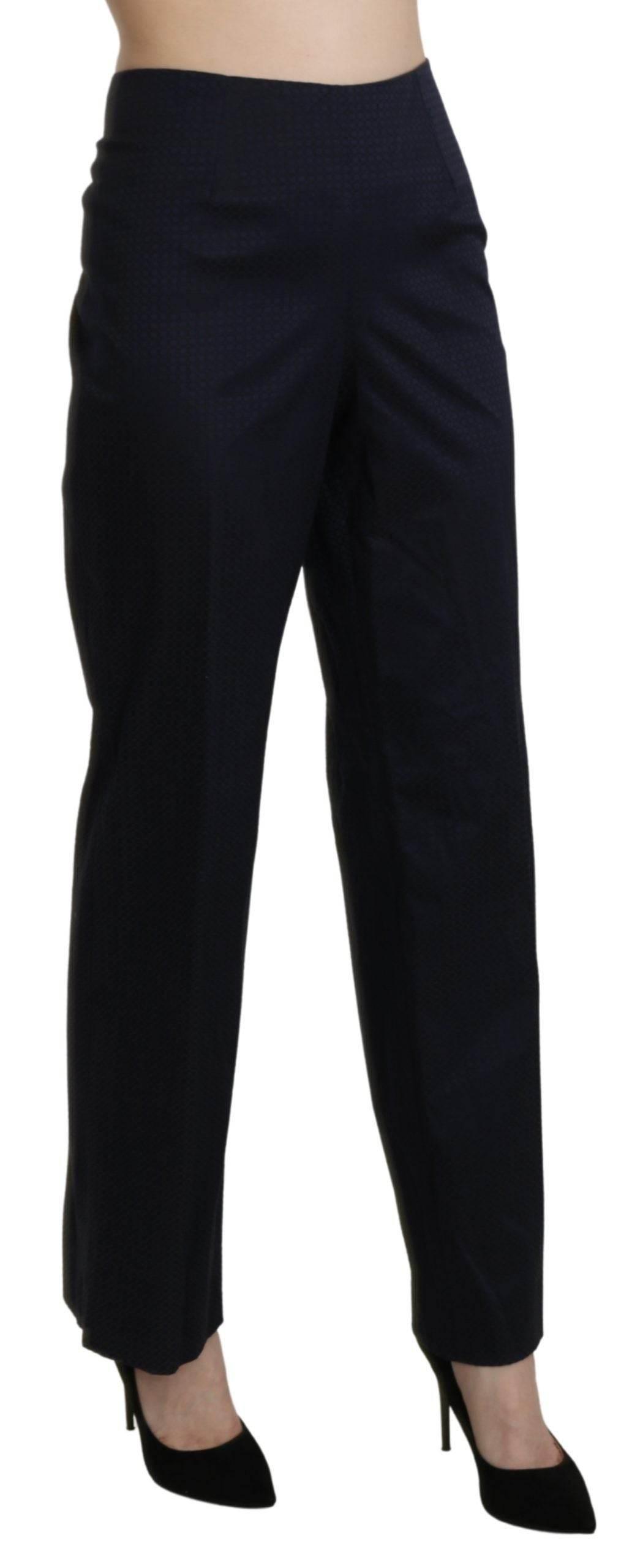 BENCIVENGA Navy Blue High Waist Straight Dress Trouser Pants - Hilstor