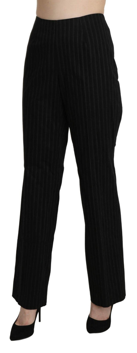 BENCIVENGA Black High Waist Straight Dress Trouser Pants - Hilstor