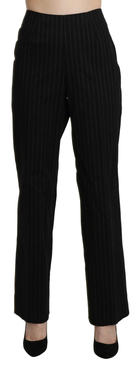 BENCIVENGA Black High Waist Straight Dress Trouser Pants - Hilstor