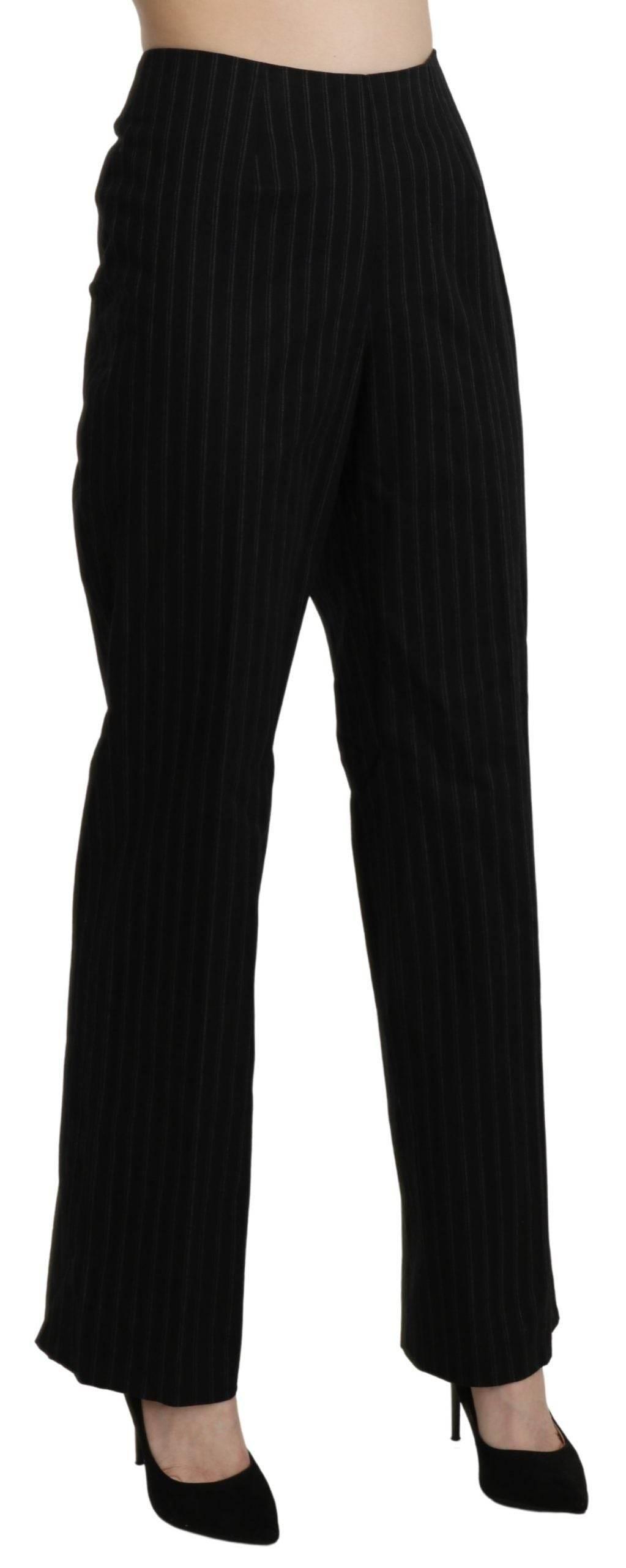 BENCIVENGA Black High Waist Straight Dress Trouser Pants - Hilstor