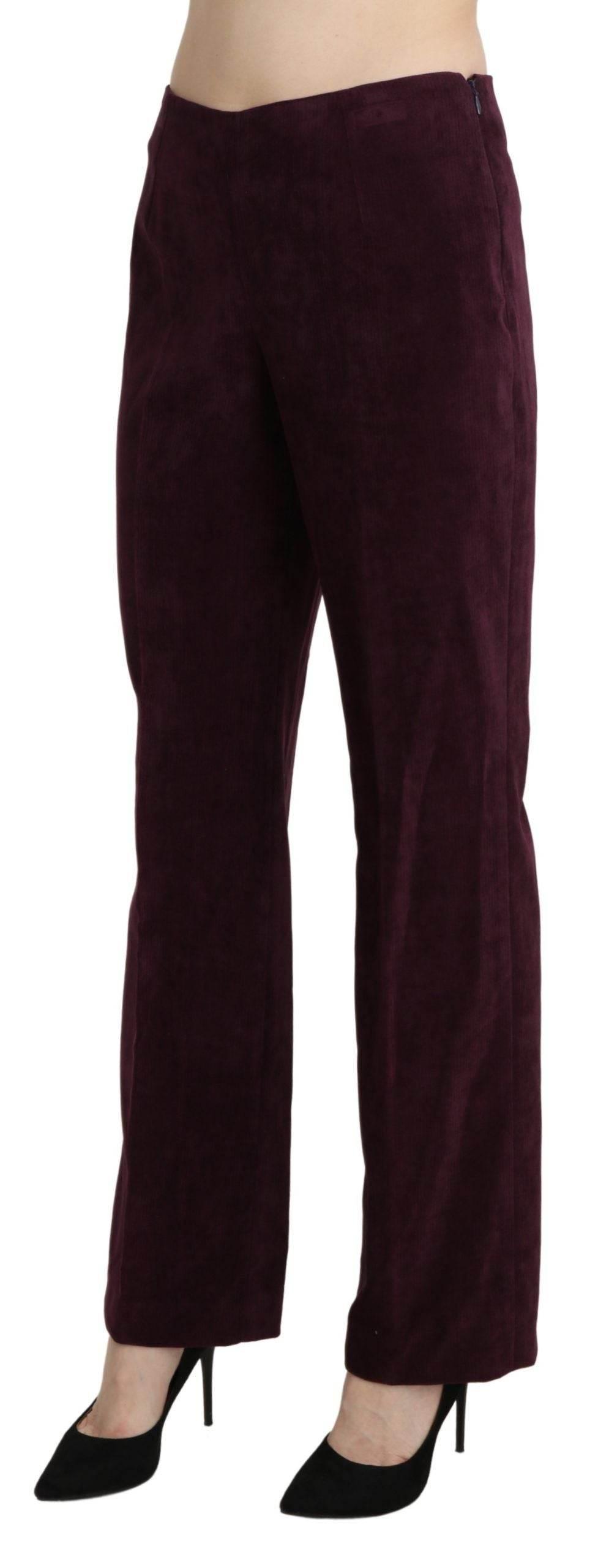 BENCIVENGA Elegant High Waist Straight Purple Pants - Hilstor
