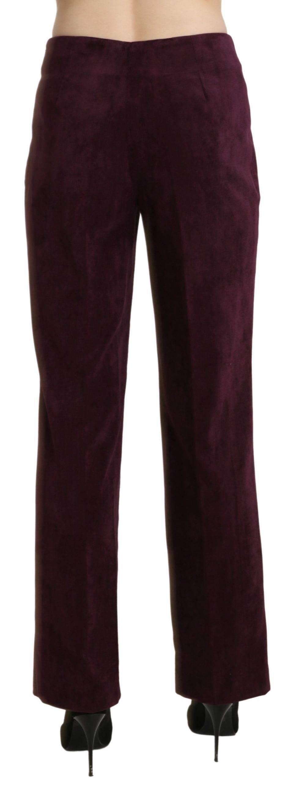 BENCIVENGA Elegant High Waist Straight Purple Pants - Hilstor