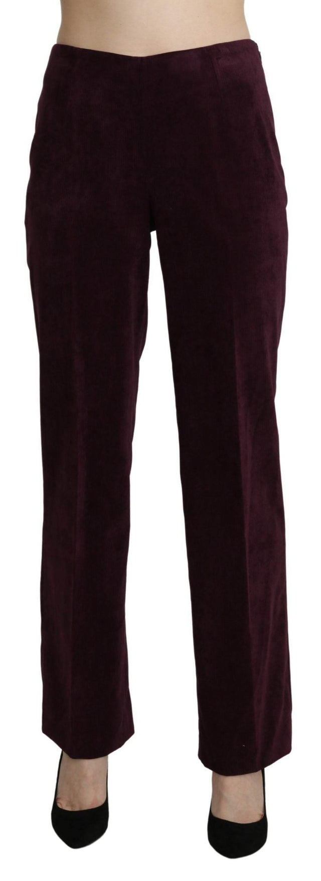 BENCIVENGA Elegant High Waist Straight Purple Pants - Hilstor