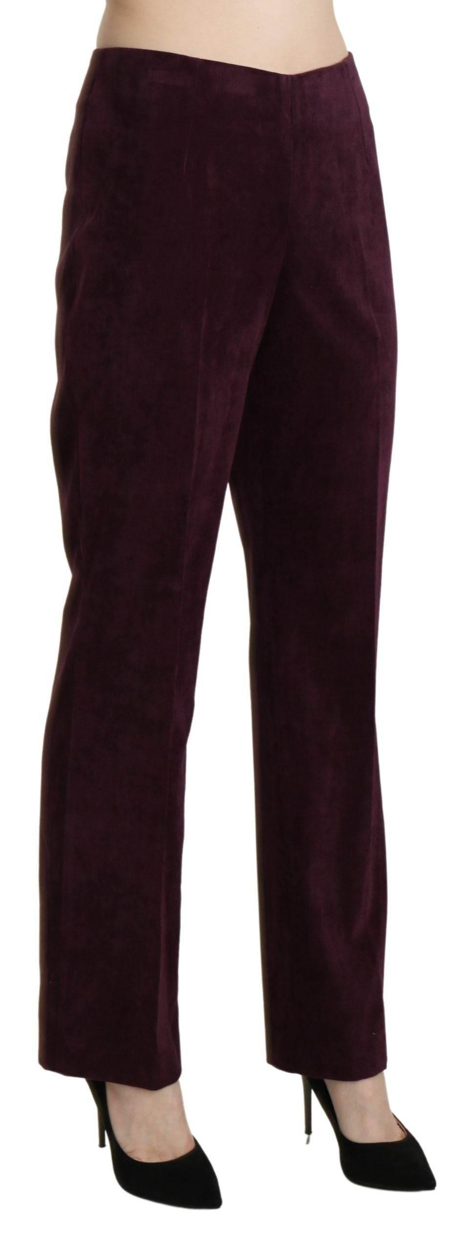 BENCIVENGA Elegant High Waist Straight Purple Pants - Hilstor