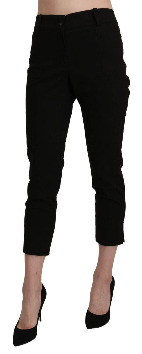 BENCIVENGA Black High Waist Skinny Cropped Dress Trouser Pants - Hilstor