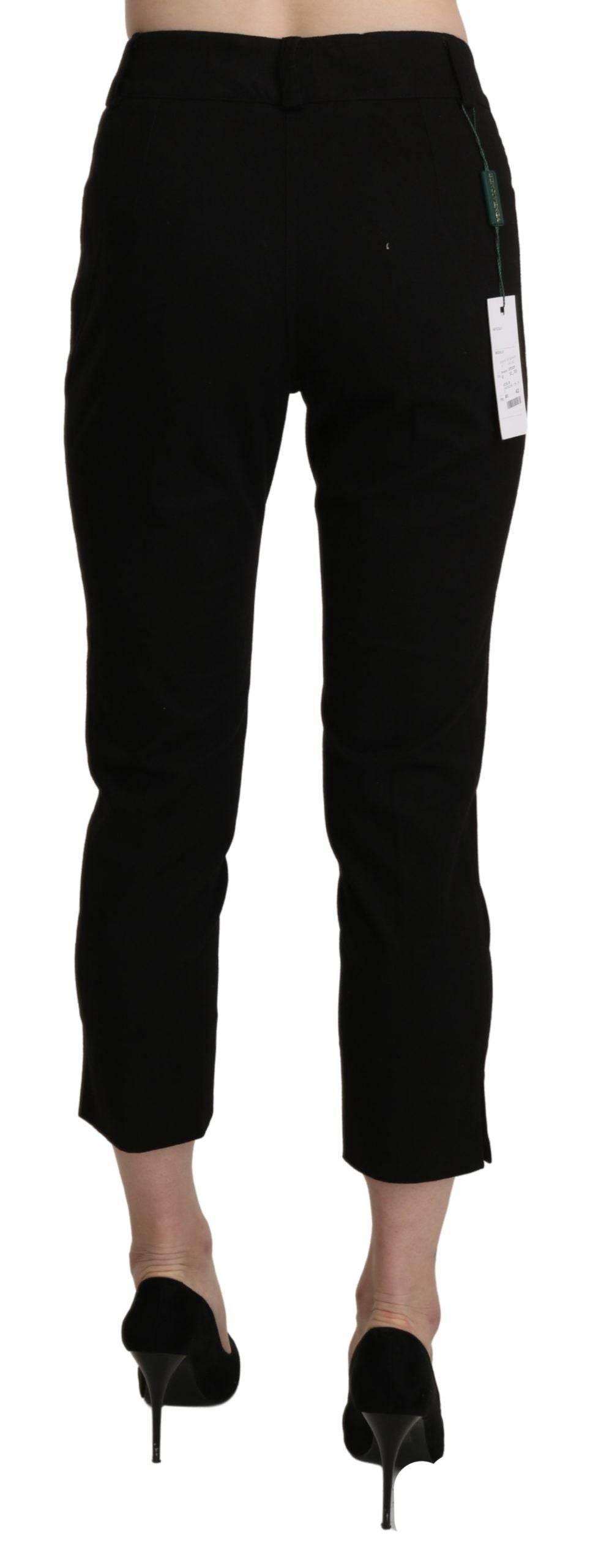 BENCIVENGA Black High Waist Skinny Cropped Dress Trouser Pants - Hilstor