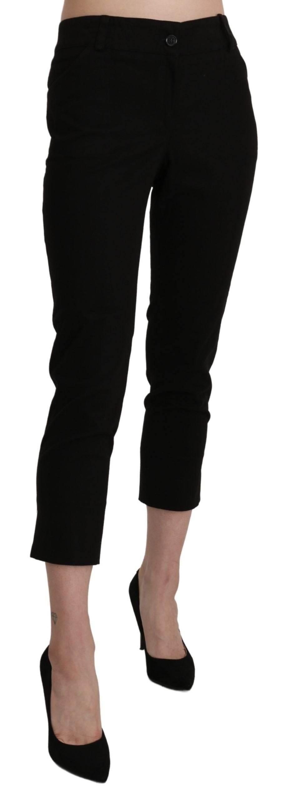 BENCIVENGA Black High Waist Skinny Cropped Dress Trouser Pants - Hilstor