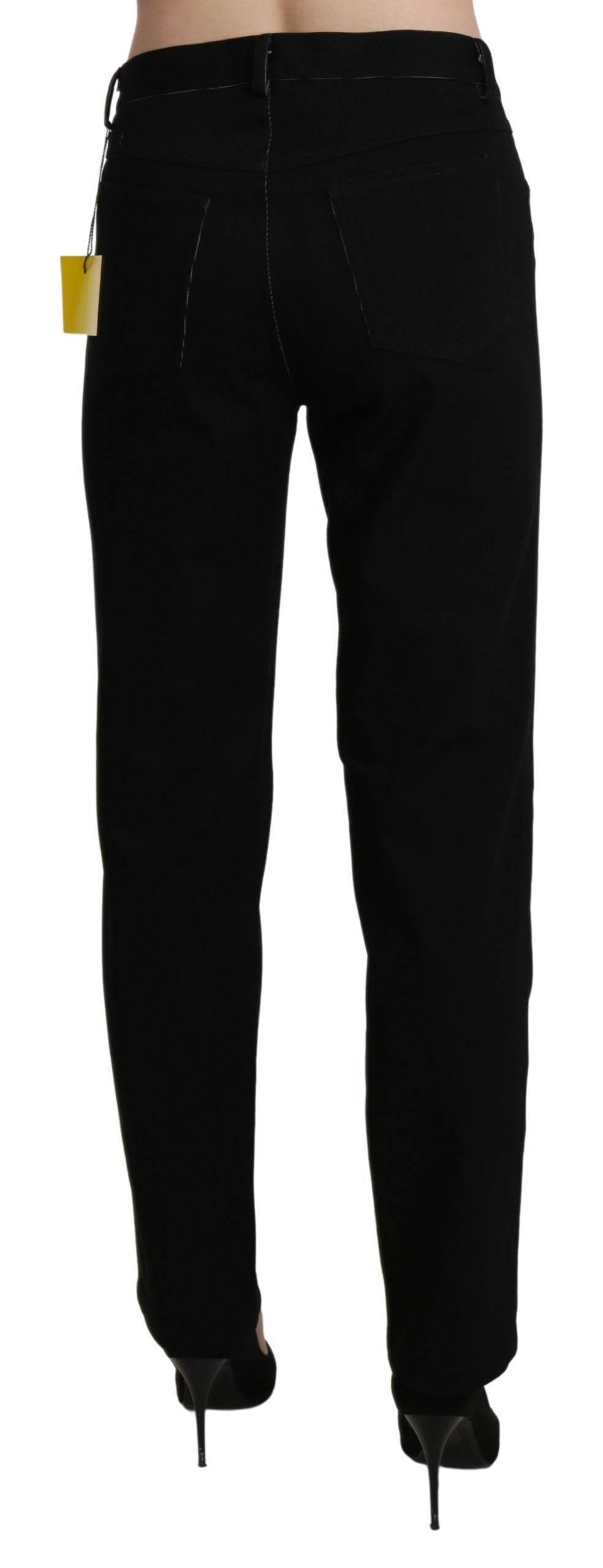 BENCIVENGA Black High Waist Straight Casual Trouser Pant - Hilstor