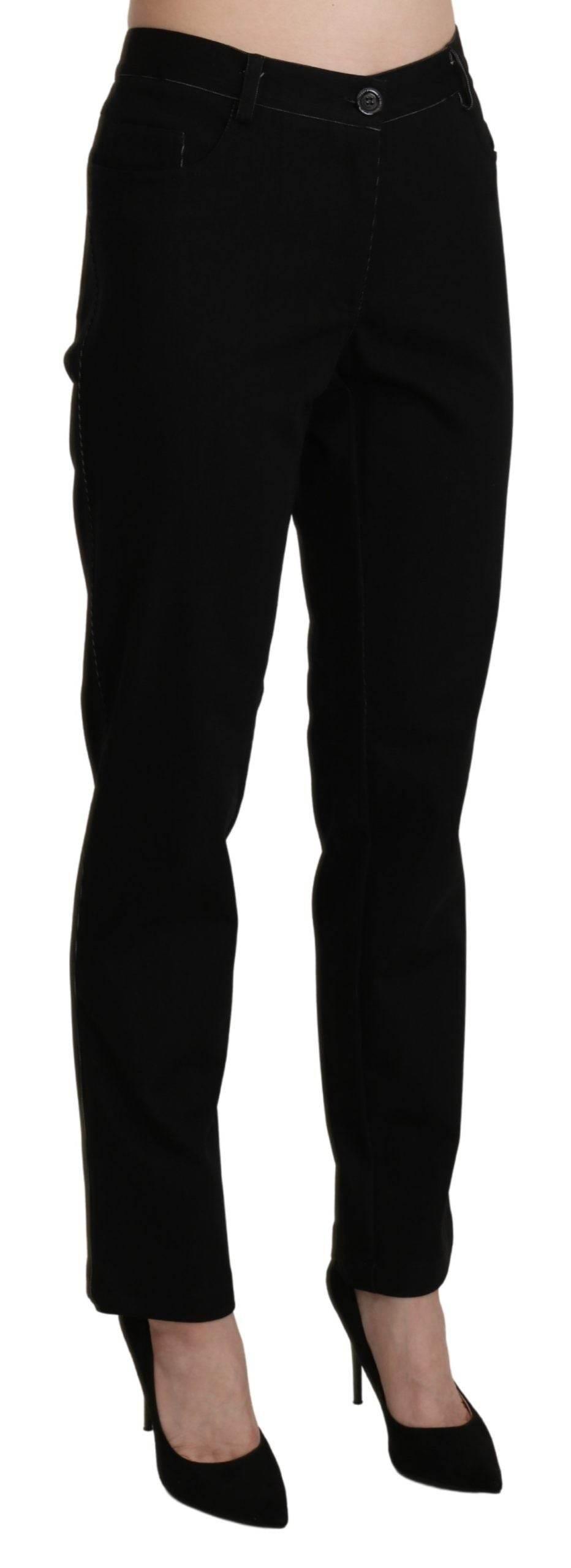 BENCIVENGA Black High Waist Straight Casual Trouser Pant - Hilstor