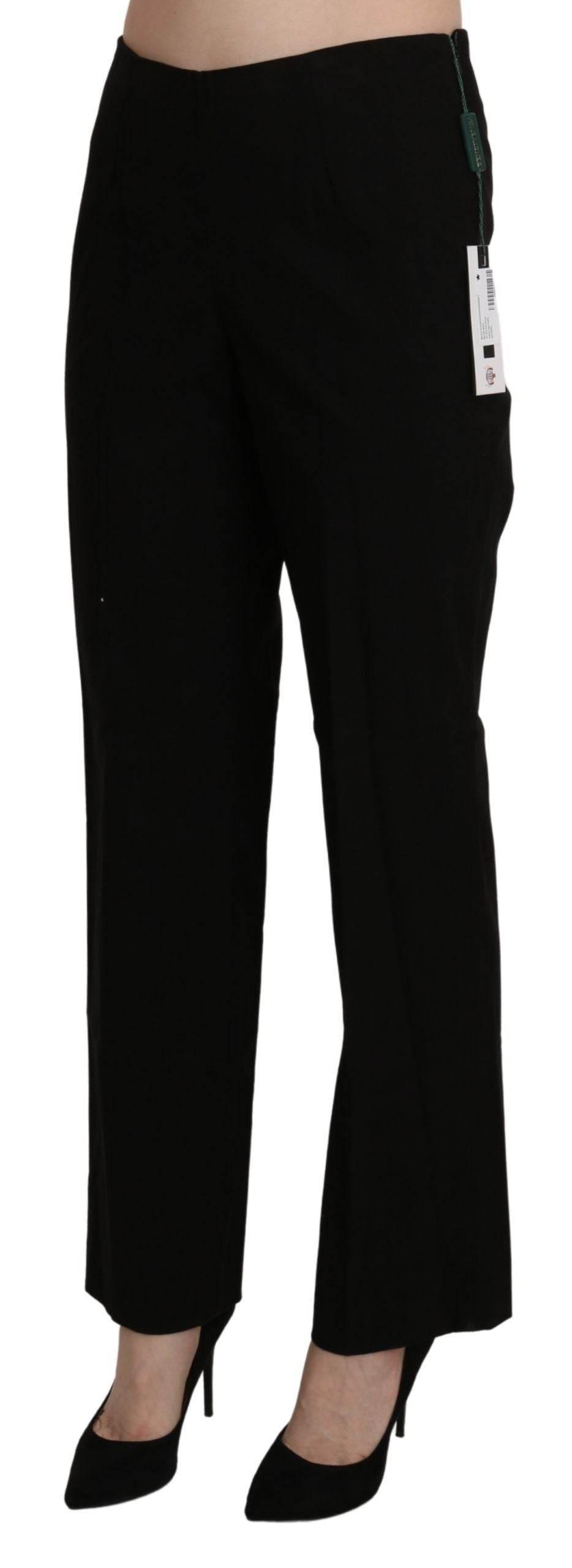 BENCIVENGA Black High Waist Straight Dress Trouser Pant - Hilstor
