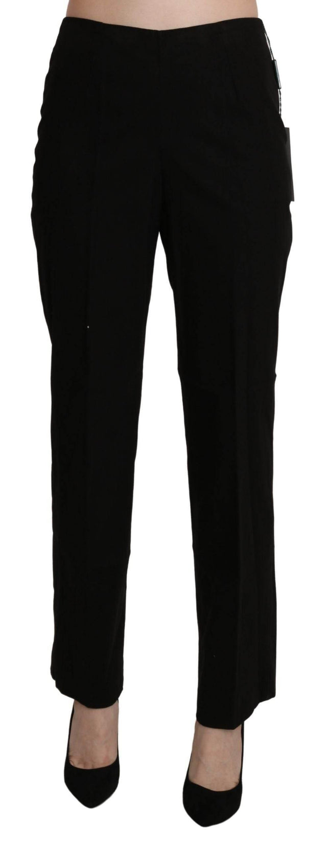 BENCIVENGA Black High Waist Straight Dress Trouser Pant - Hilstor
