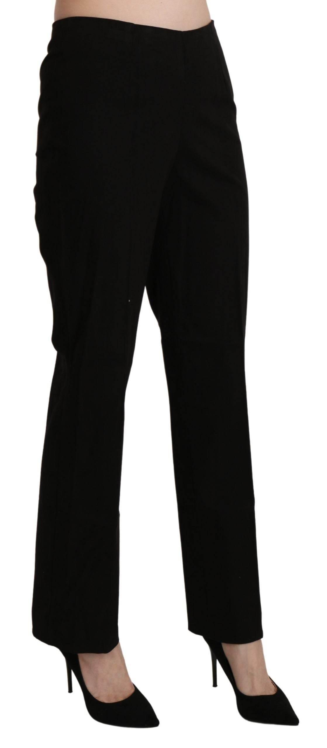BENCIVENGA Black High Waist Straight Dress Trouser Pant - Hilstor