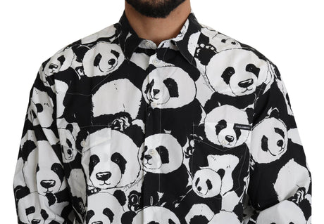 Dolce & Gabbana Panda Print Pure Cotton Shirt - Black White - Hilstor