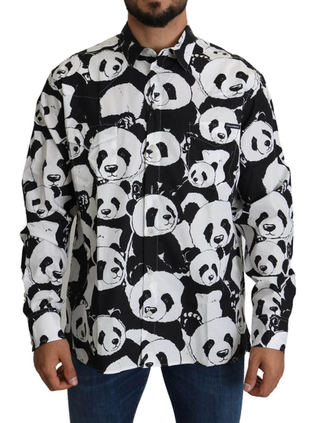 Dolce & Gabbana Panda Print Pure Cotton Shirt - Black White - Hilstor