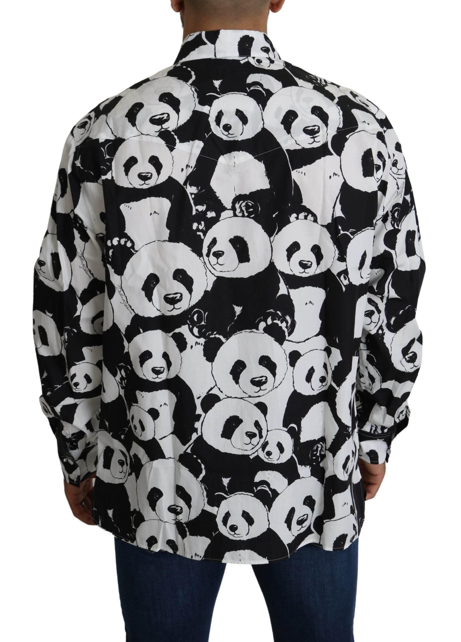 Dolce & Gabbana Panda Print Pure Cotton Shirt - Black White - Hilstor