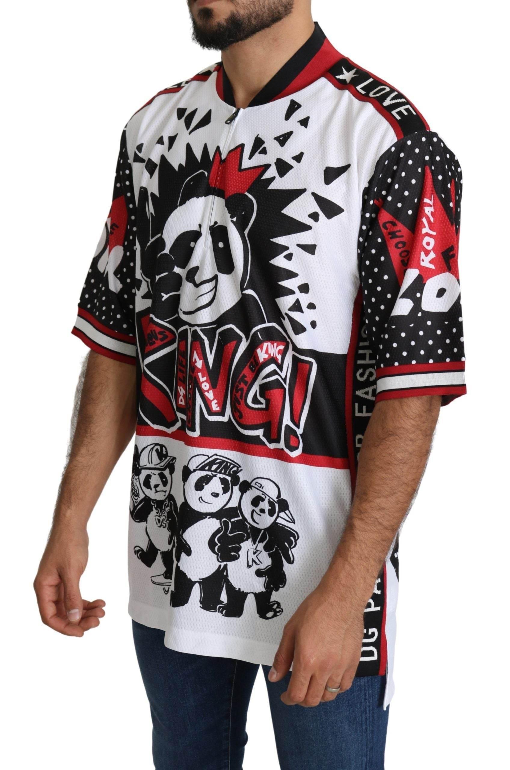 Dolce & Gabbana White King Panda Top Polyester Mens T-shirt - Hilstor