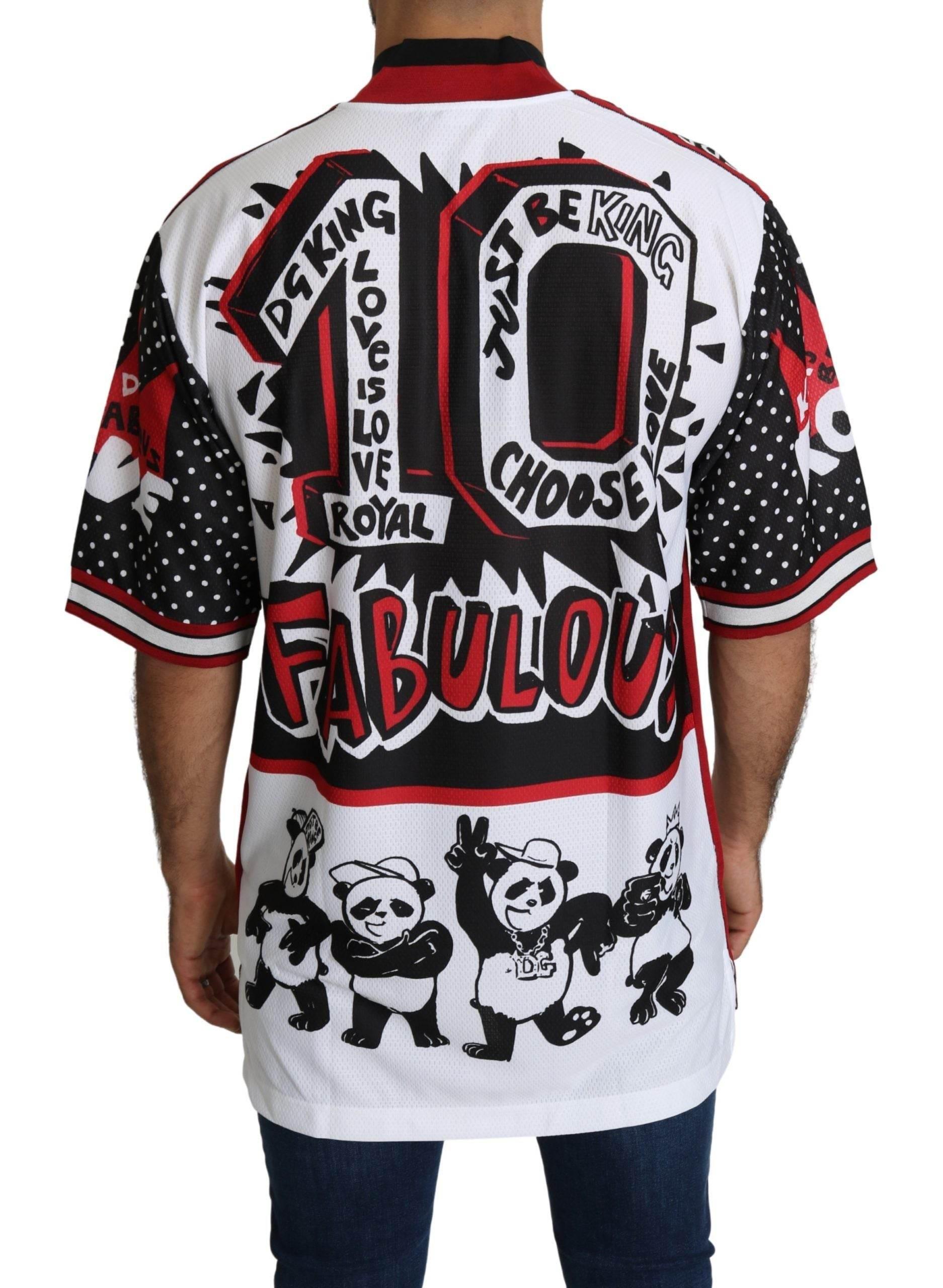 Dolce & Gabbana White King Panda Top Polyester Mens T-shirt - Hilstor