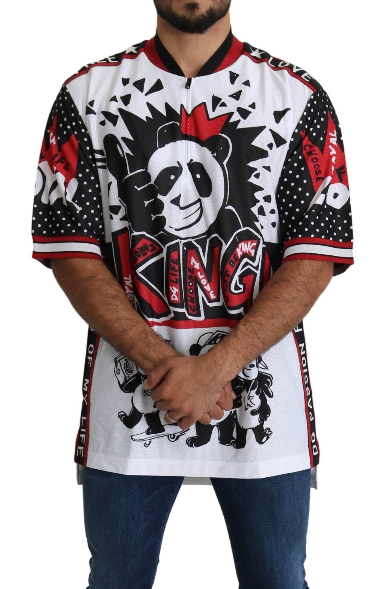 Dolce & Gabbana White King Panda Top Polyester Mens T-shirt - Hilstor