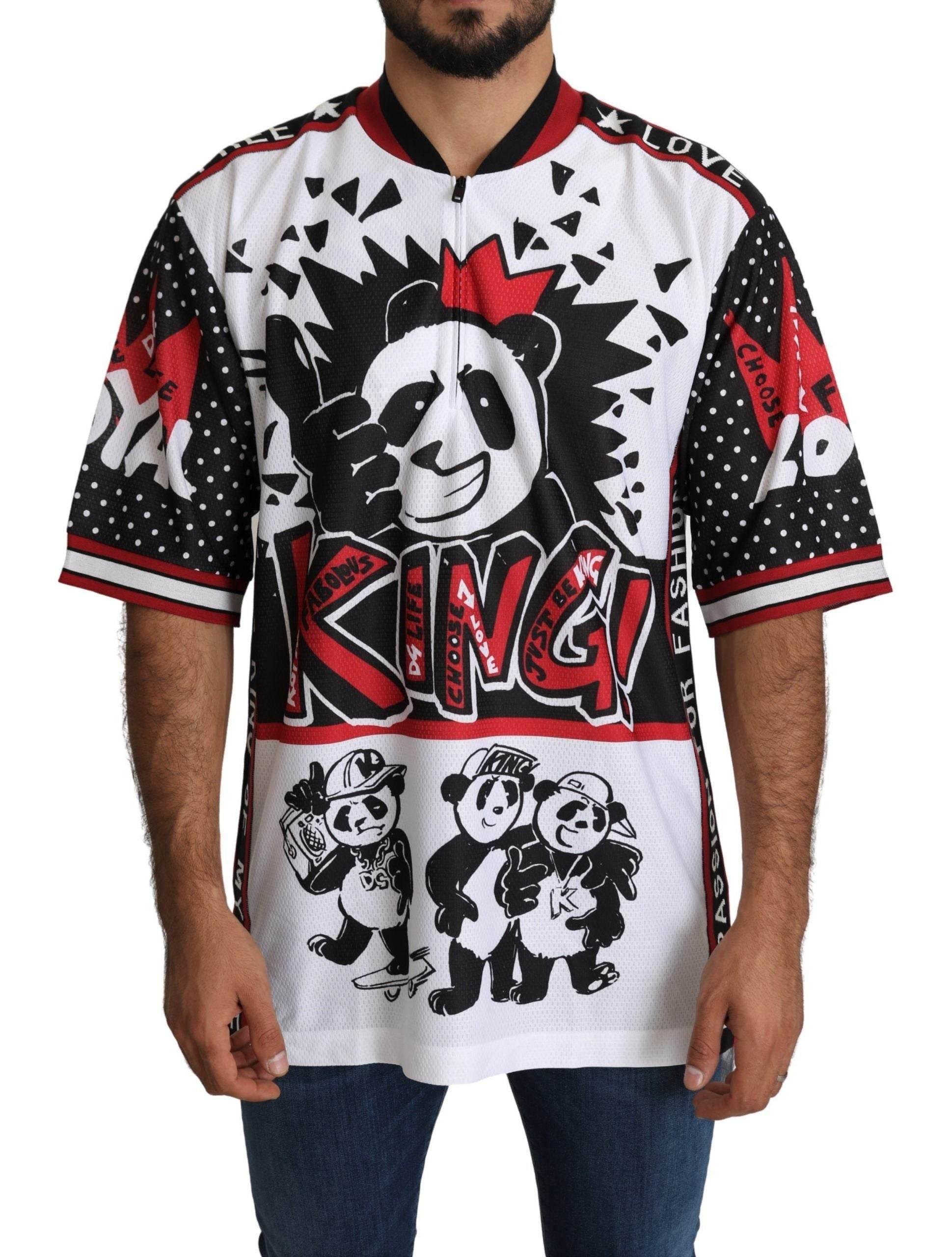 Dolce & Gabbana White King Panda Top Polyester Mens T-shirt - Hilstor