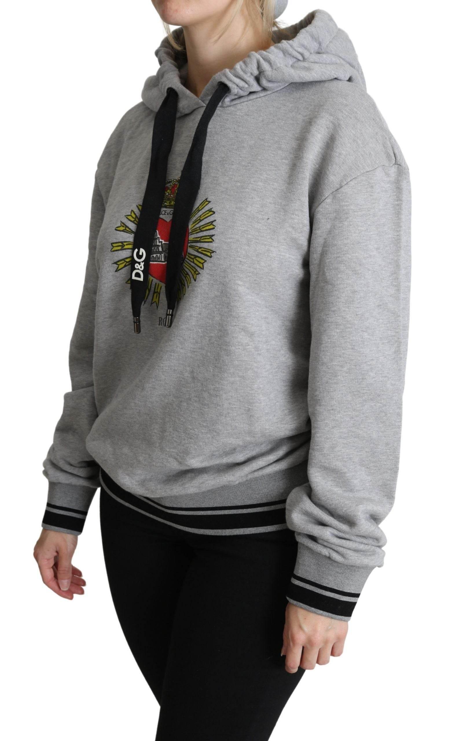 Dolce & Gabbana Gray Printed Hooded Exclusive Logo Sweater - Hilstor
