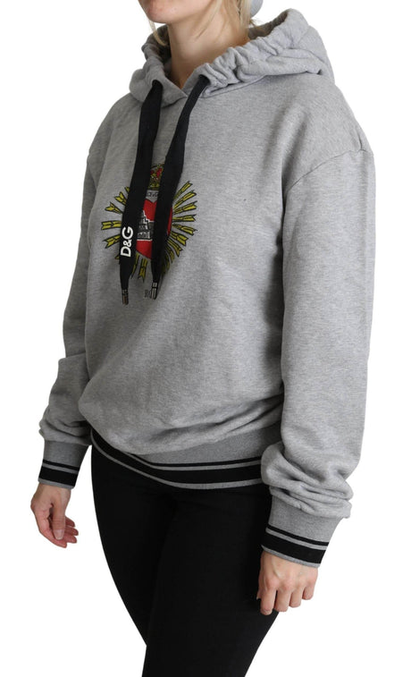 Dolce & Gabbana Gray Printed Hooded Exclusive Logo Sweater - Hilstor