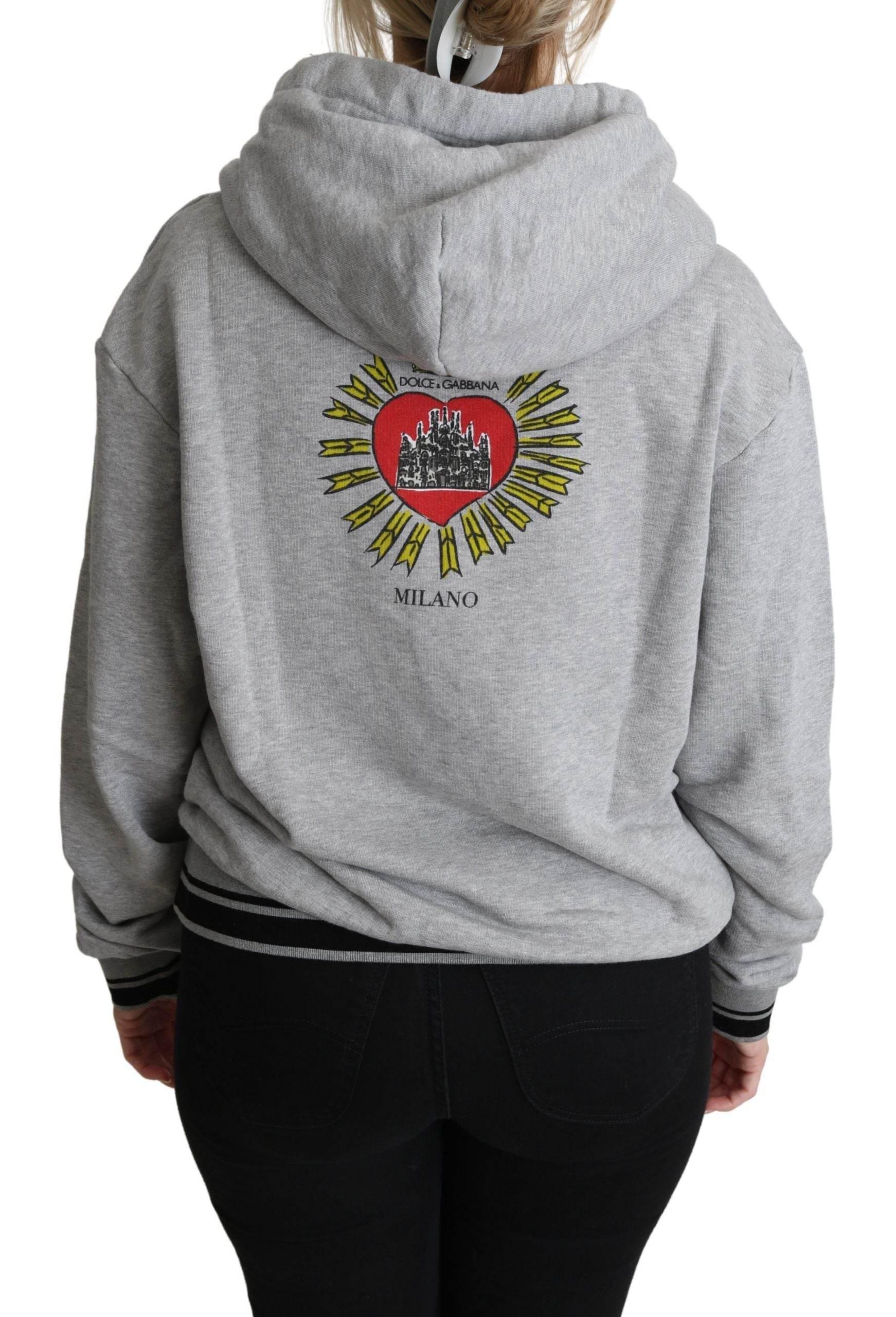 Dolce & Gabbana Gray Printed Hooded Exclusive Logo Sweater - Hilstor