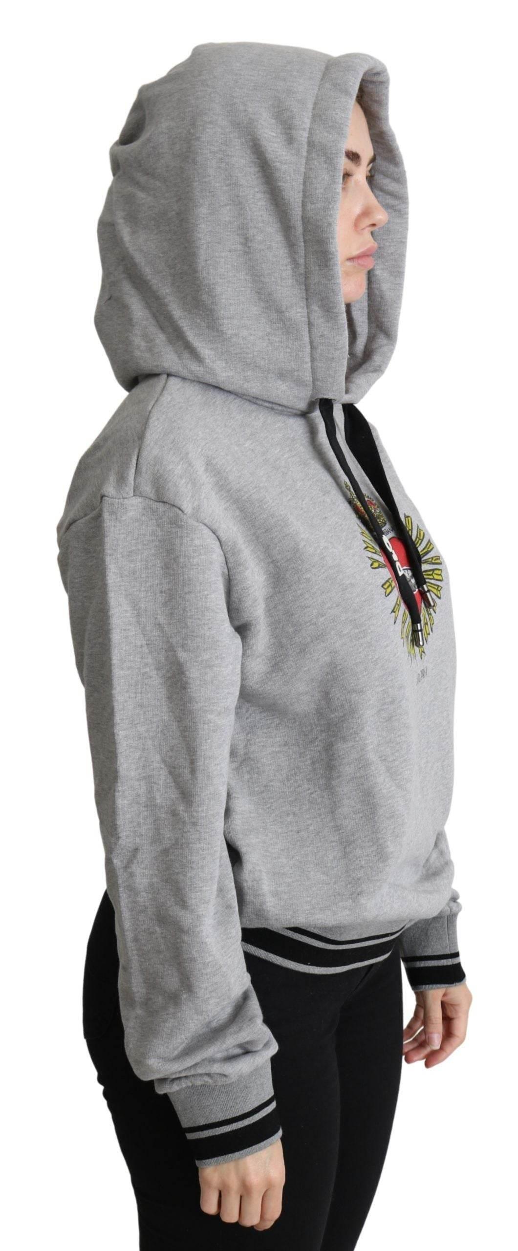Dolce & Gabbana Gray Printed Hooded Exclusive Logo Sweater - Hilstor
