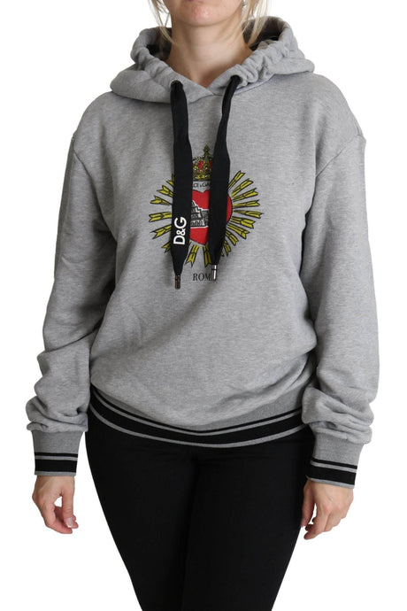 Dolce & Gabbana Gray Printed Hooded Exclusive Logo Sweater - Hilstor