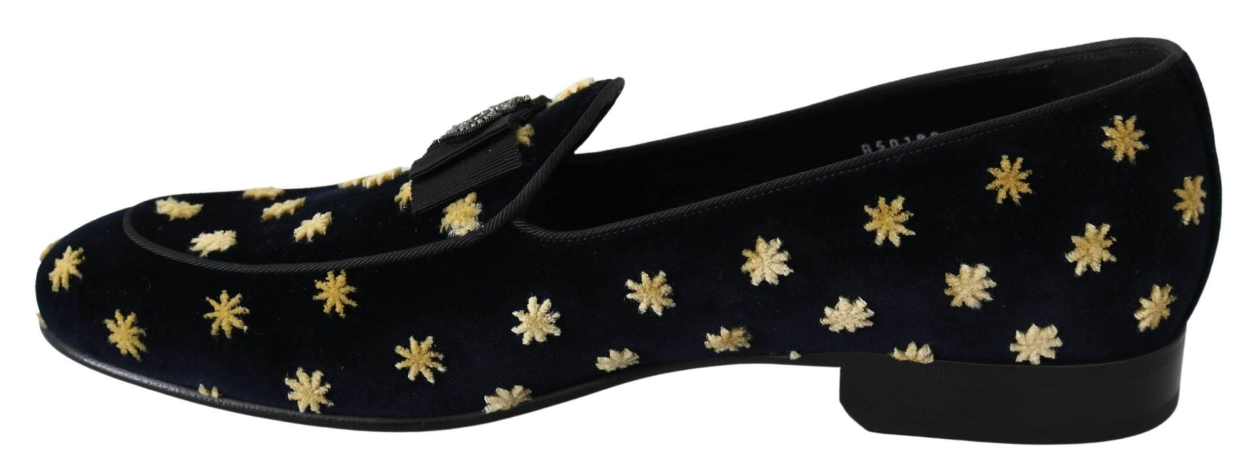 Dolce & Gabbana Elegant Velvet Crown Embroidery Loafers - Hilstor