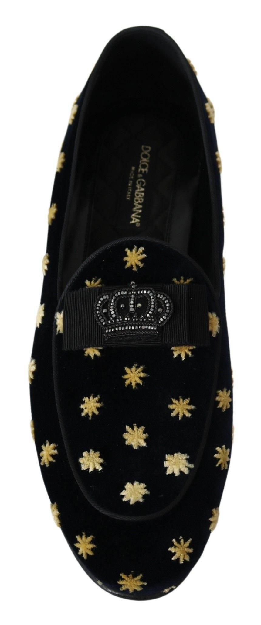 Dolce & Gabbana Elegant Velvet Crown Embroidery Loafers - Hilstor