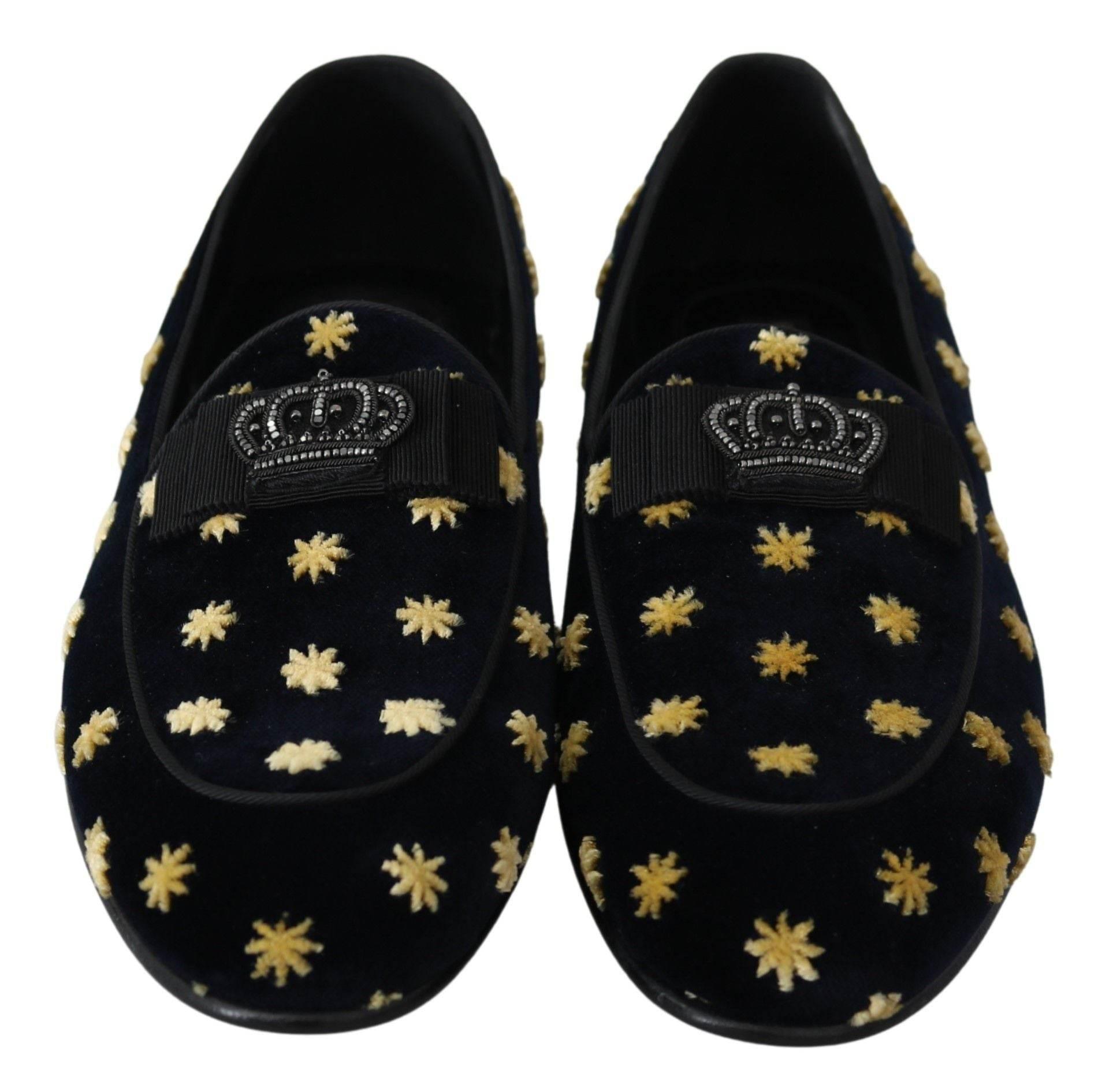 Dolce & Gabbana Elegant Velvet Crown Embroidery Loafers - Hilstor