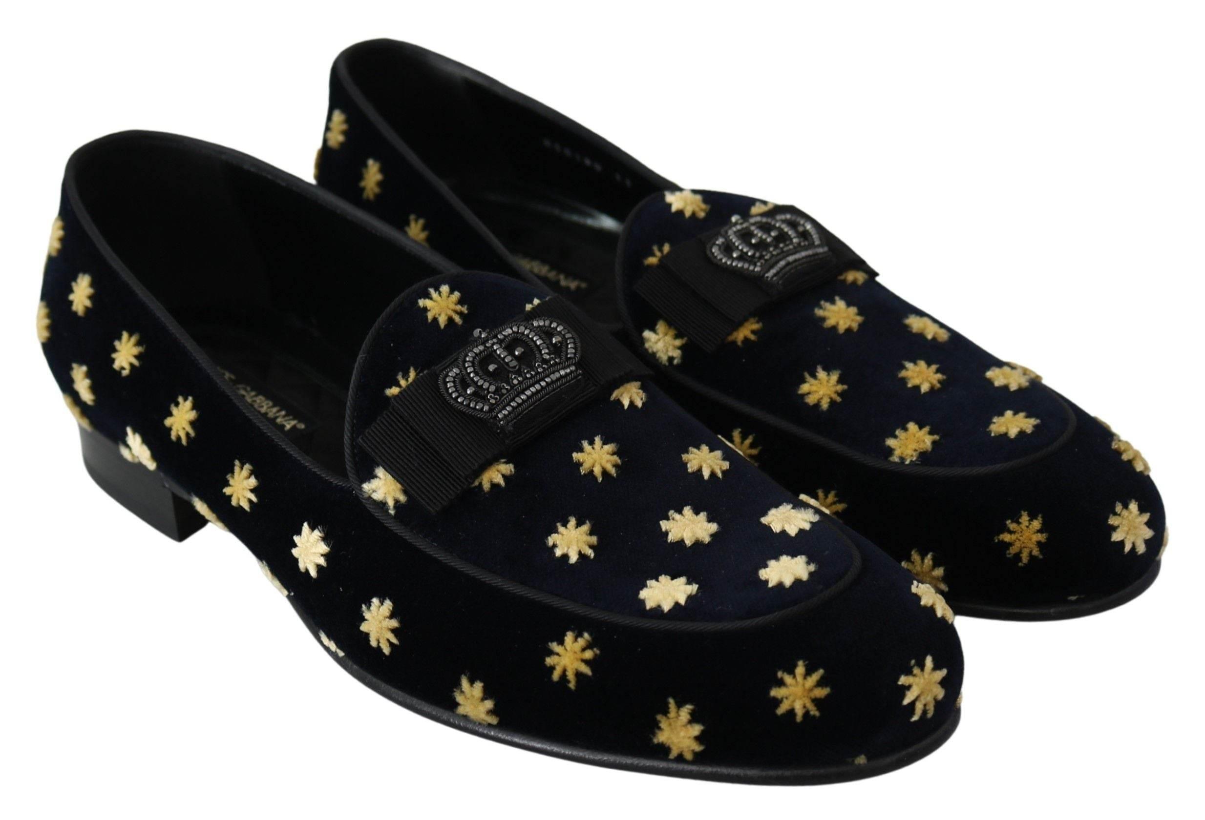Dolce & Gabbana Elegant Velvet Crown Embroidery Loafers - Hilstor