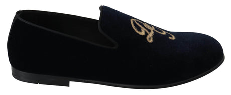 Dolce & Gabbana Elegant Blue Embroidered Loafers - Hilstor