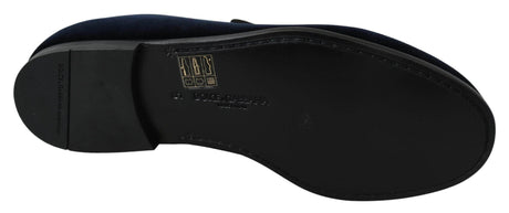 Dolce & Gabbana Elegant Blue Embroidered Loafers - Hilstor