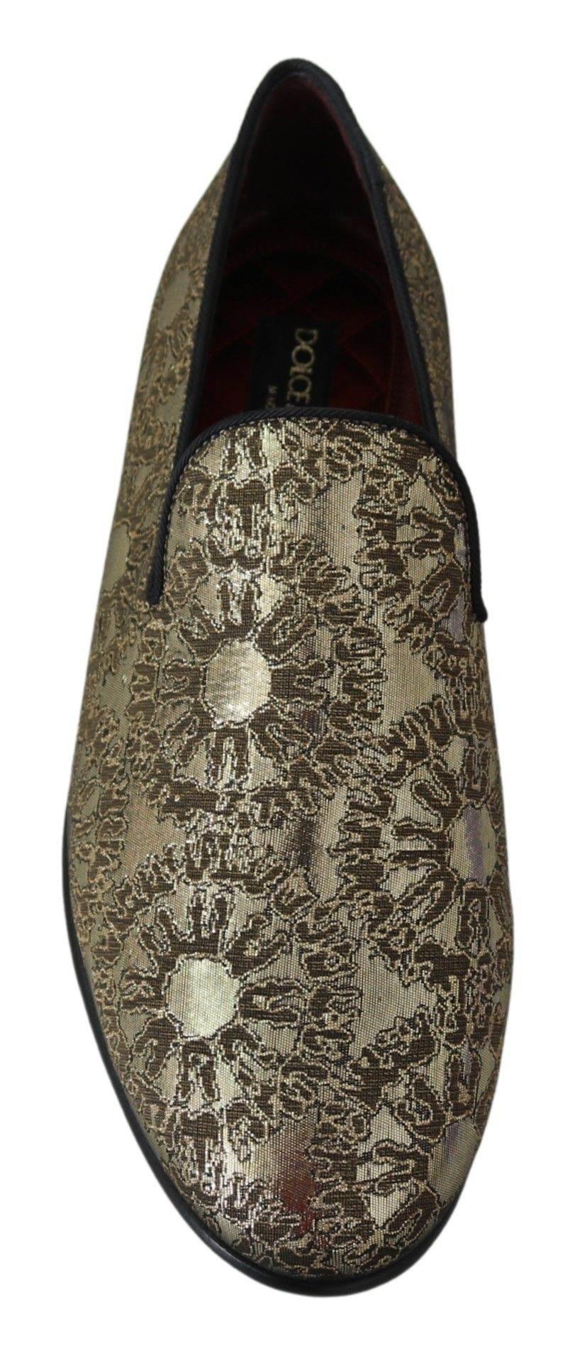 Dolce & Gabbana Gold Bordeaux Loafers Slides Dress Shoes - Hilstor