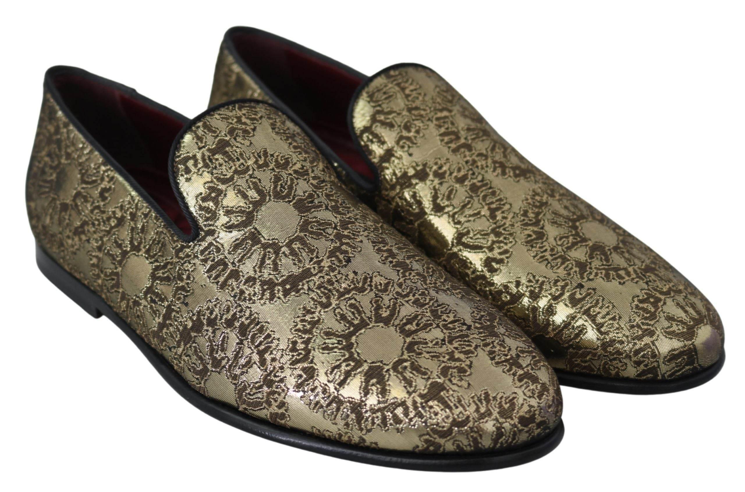 Dolce & Gabbana Gold Bordeaux Loafers Slides Dress Shoes - Hilstor