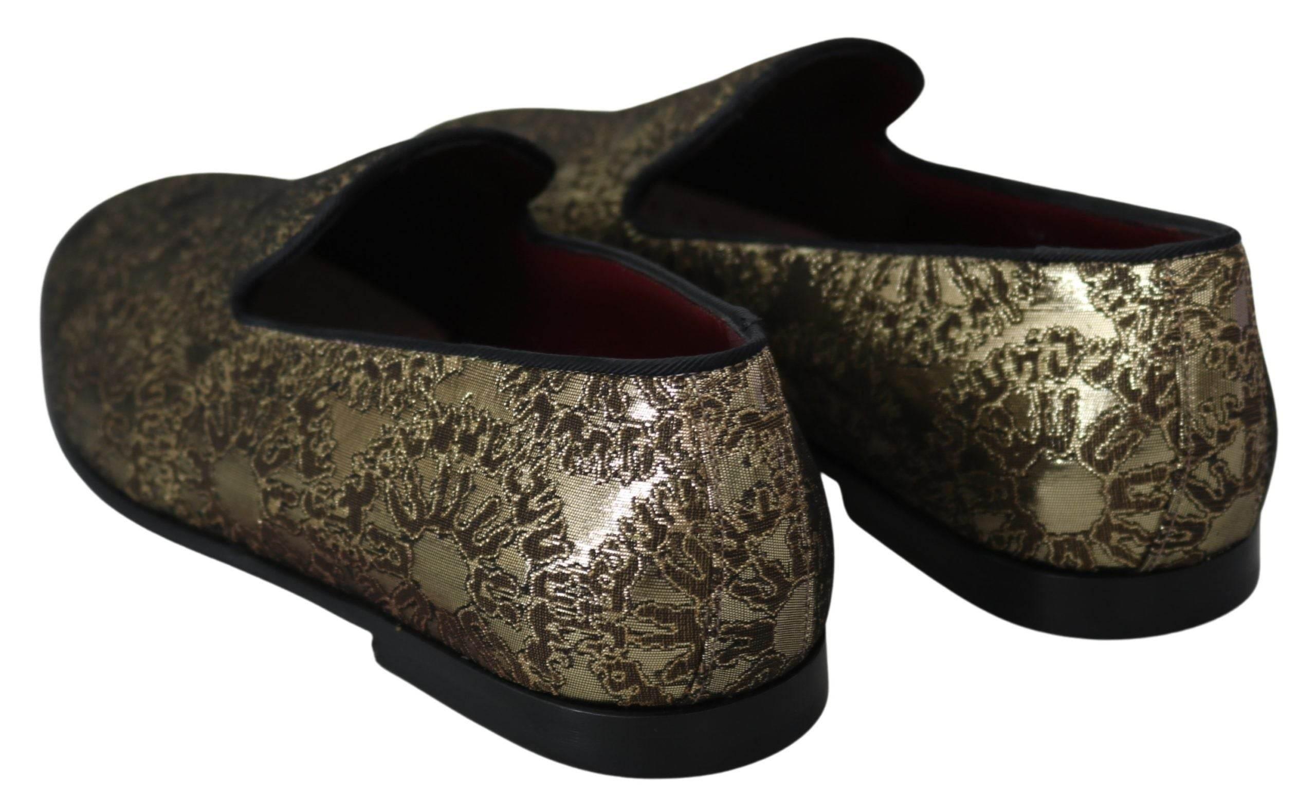 Dolce & Gabbana Gold Bordeaux Loafers Slides Dress Shoes - Hilstor