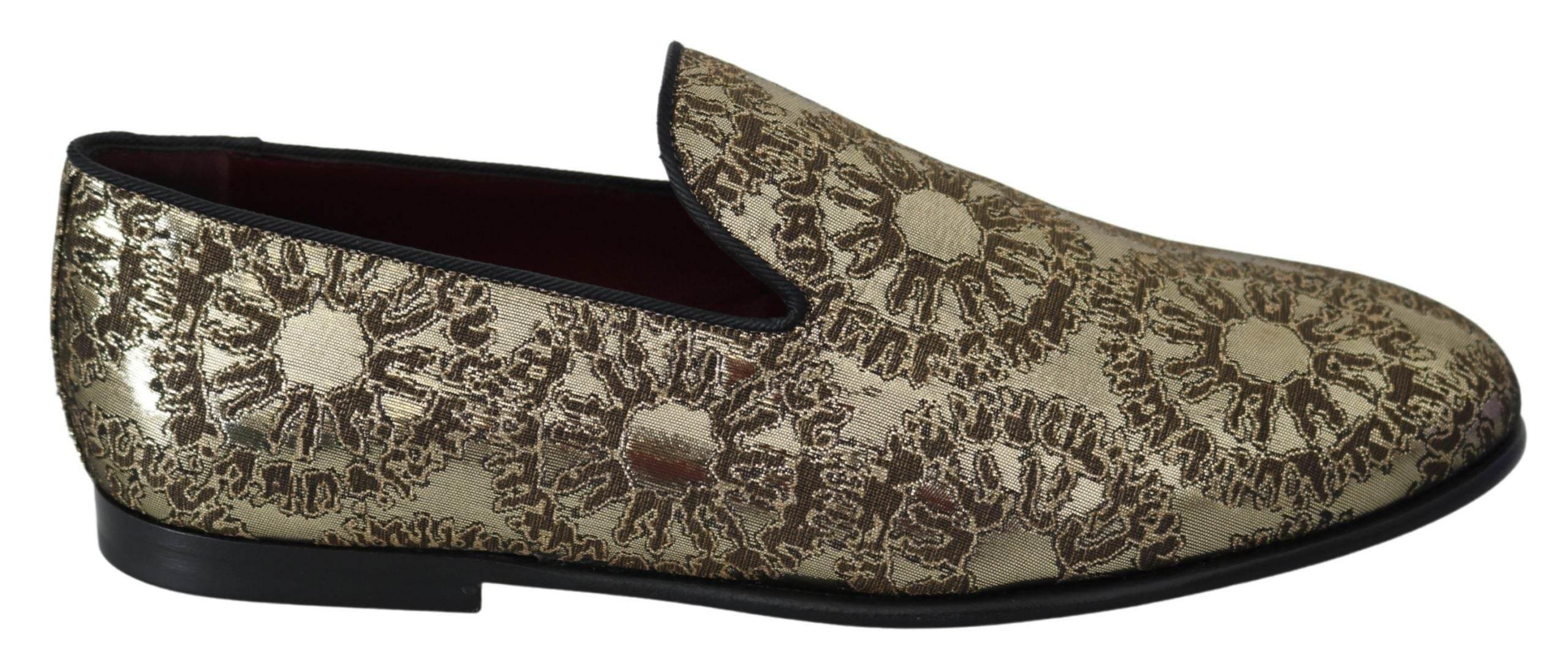 Dolce & Gabbana Gold Bordeaux Loafers Slides Dress Shoes - Hilstor
