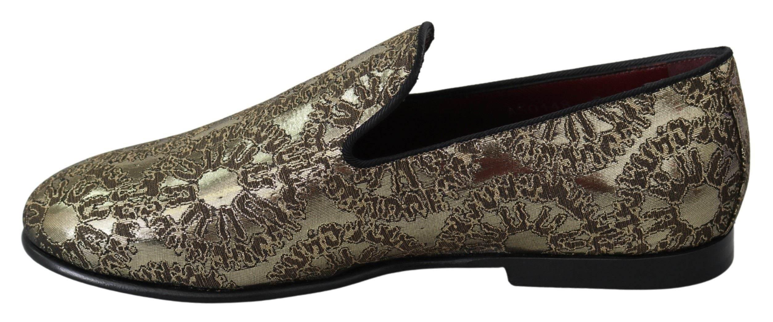Dolce & Gabbana Gold Bordeaux Loafers Slides Dress Shoes - Hilstor