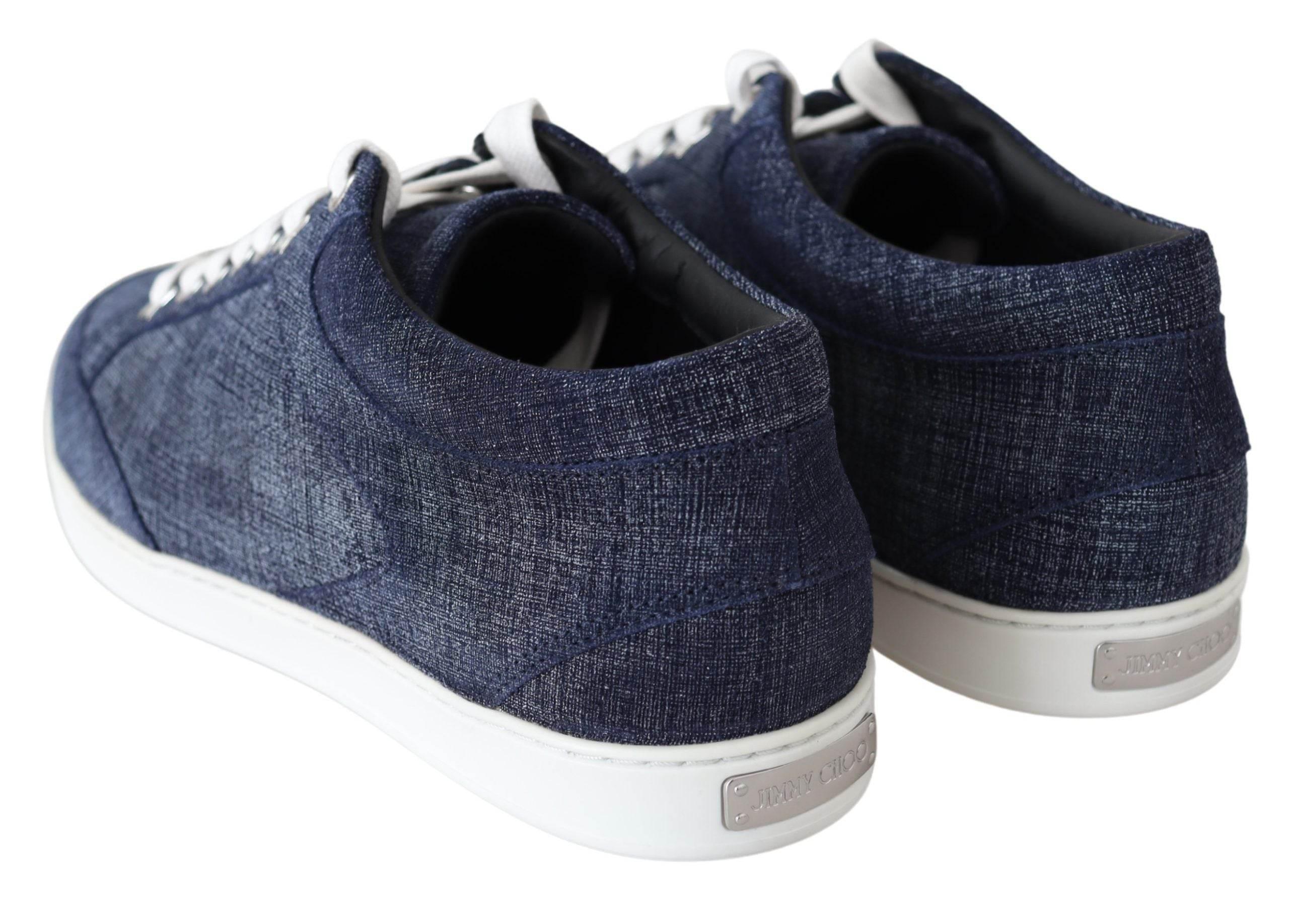 Jimmy Choo Chic Slip-On Blue Denim Suede Sneakers - Hilstor