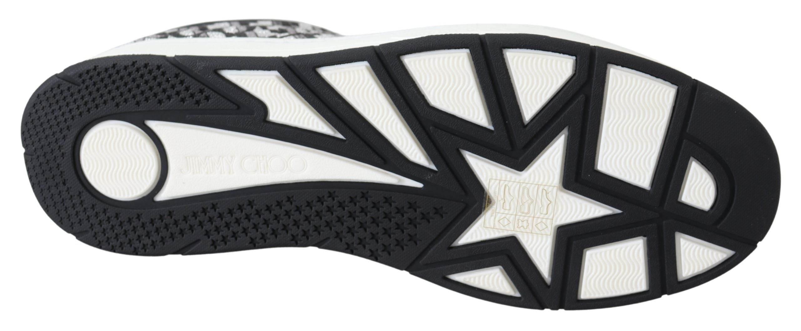 Jimmy Choo Glittering Slip-On Sneakers - Silver and Black - Hilstor