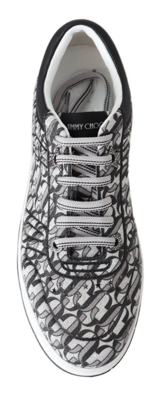 Jimmy Choo Glittering Slip-On Sneakers - Silver and Black - Hilstor