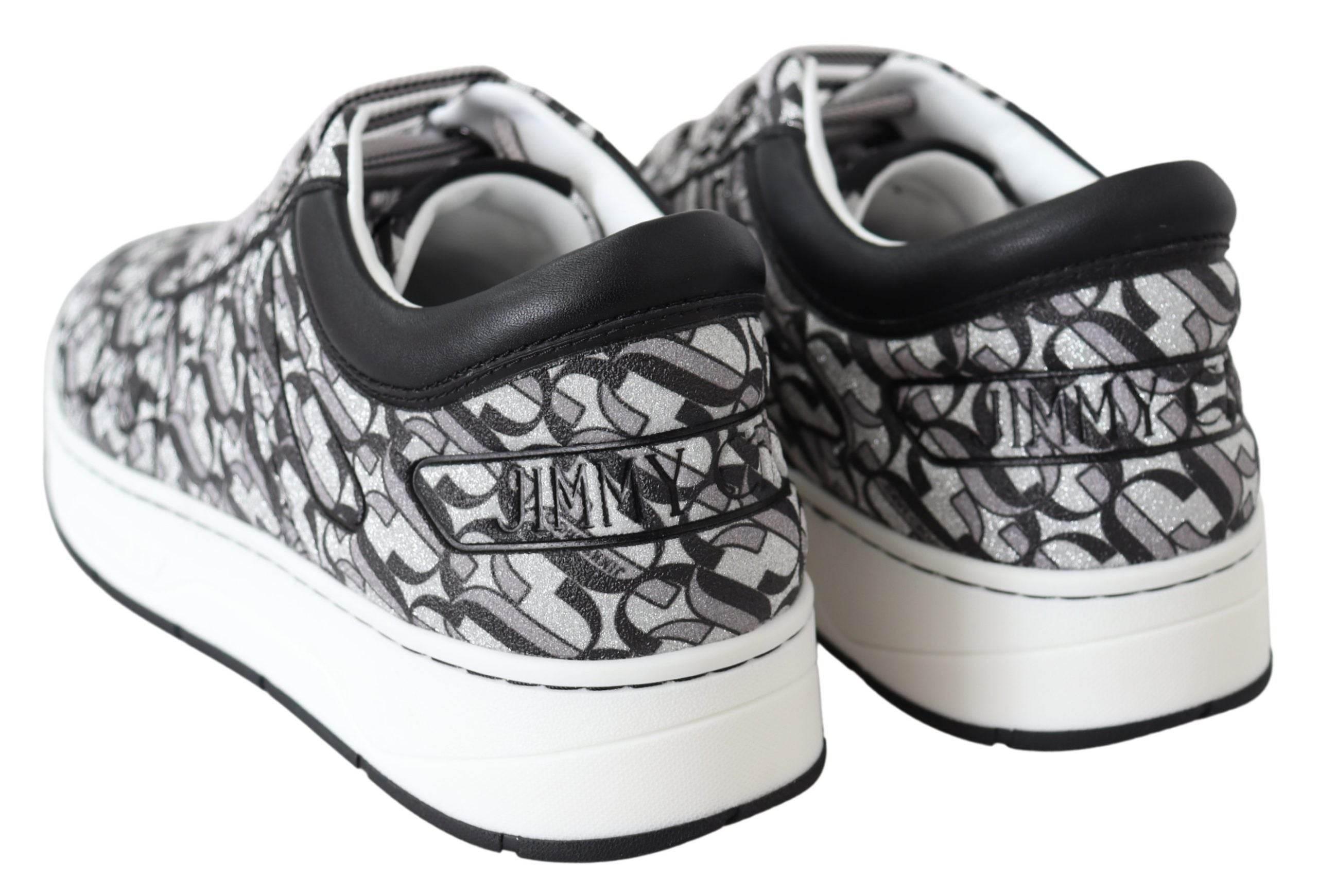 Jimmy Choo Glittering Slip-On Sneakers - Silver and Black - Hilstor