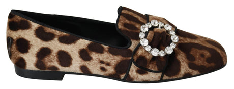Dolce & Gabbana Leopard Print Crystal Embellished Loafers - Hilstor