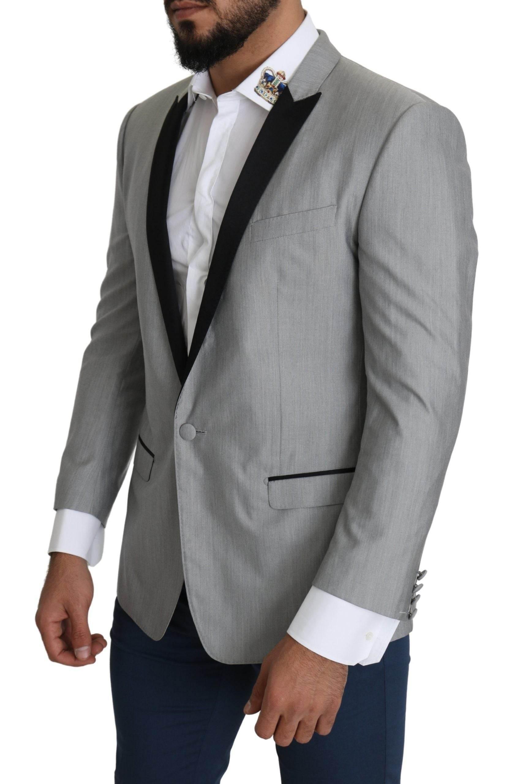 Dolce & Gabbana Light Gray Single Breasted SARTORIA Blazer - Hilstor