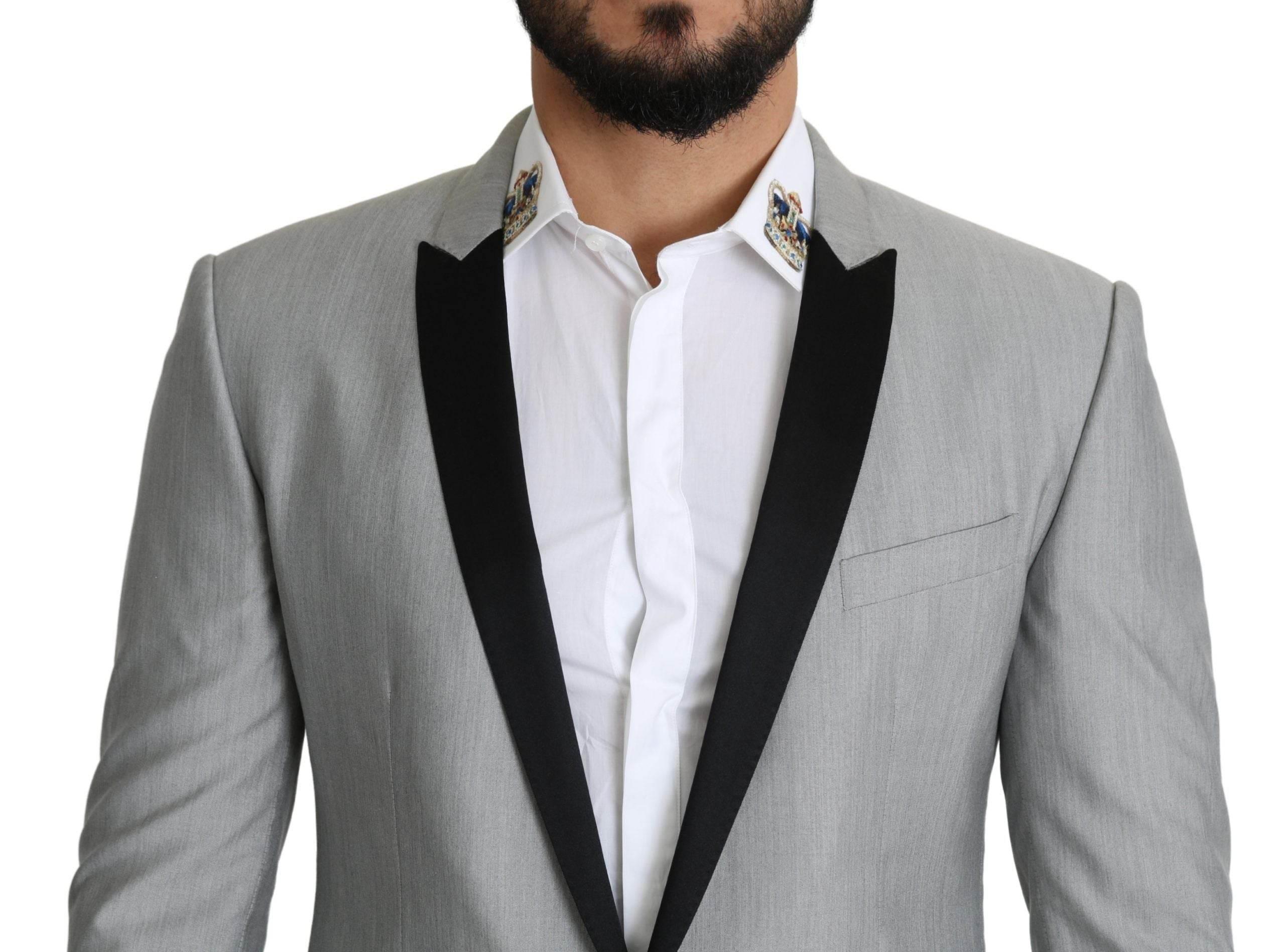 Dolce & Gabbana Light Gray Single Breasted SARTORIA Blazer - Hilstor