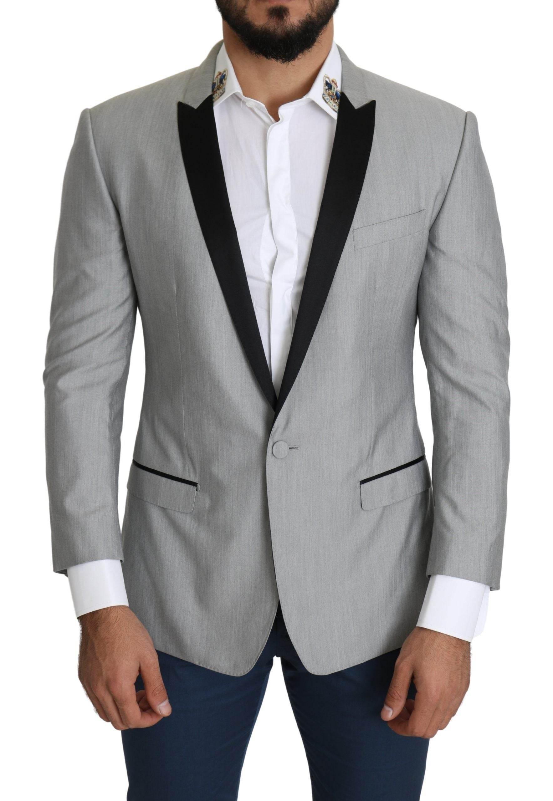 Dolce & Gabbana Light Gray Single Breasted SARTORIA Blazer - Hilstor