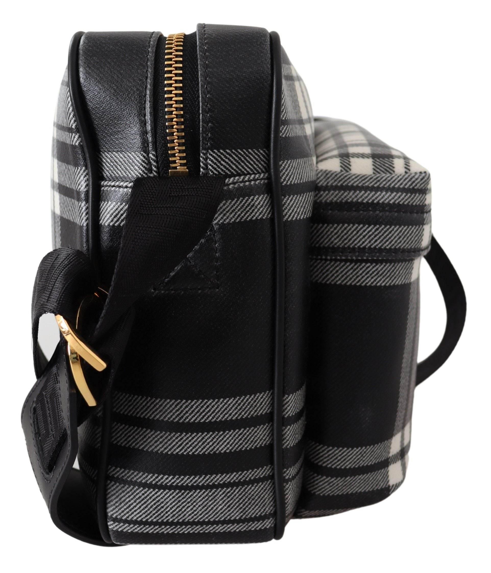 Versace Elegant Grey Leather Crossbody Bag - Hilstor